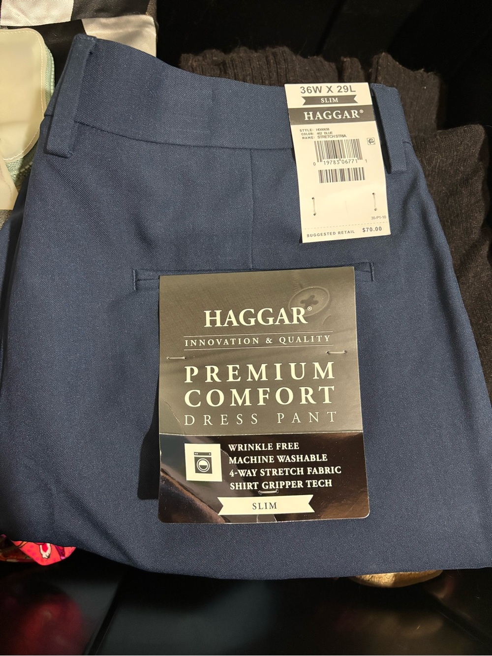 Haggar Men's Premium Comfort Slim Dress Pants — Navy